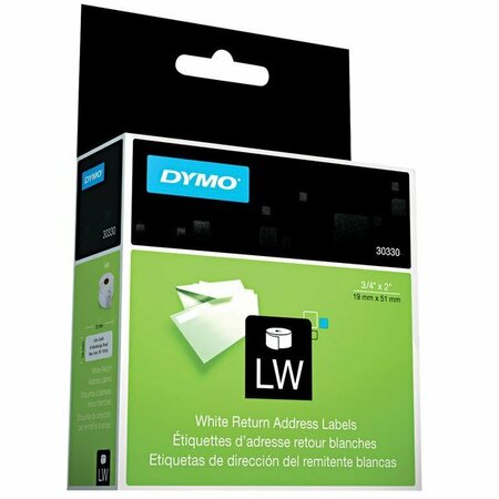 DYMO 30330 LabelWriter 3/4'' x 2'' White Return Address Permanent Self-Adhesive Labels 500 Count Roll 328DYM30330